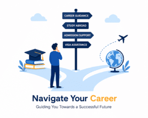 Student exploring career guidance and study abroad opportunities with NavigateUp education consultancy services.